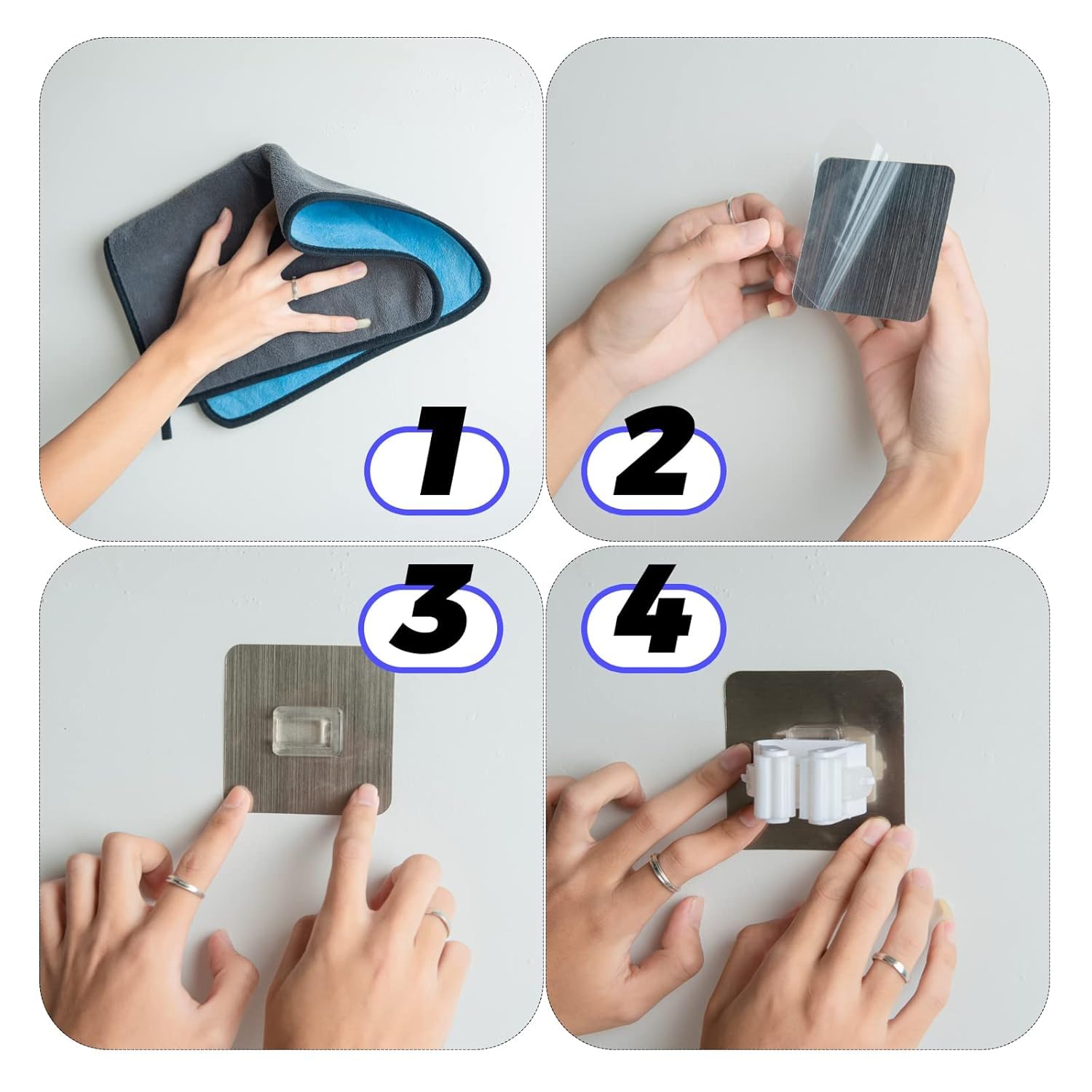 4 stuks bezemhouder muur, bezemhouder, zelfklevend, niet boren