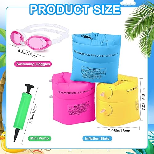 Miniatura 4 de Arm Floaties, PVC Arm Floaties Inflatable Swim Arm Bands Floater Sleeves Swimming Rings and Swimming Goggles Floaties for Pool