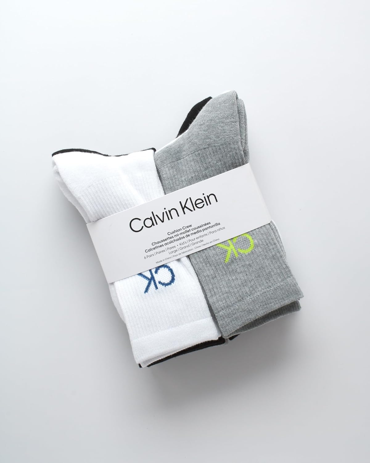 Calvin Klein Boys Crew Socks - 6 Pack Soft Stretch Performance Cushioned Comfort Mid Calf Athletic Socks for Boys - Image 2