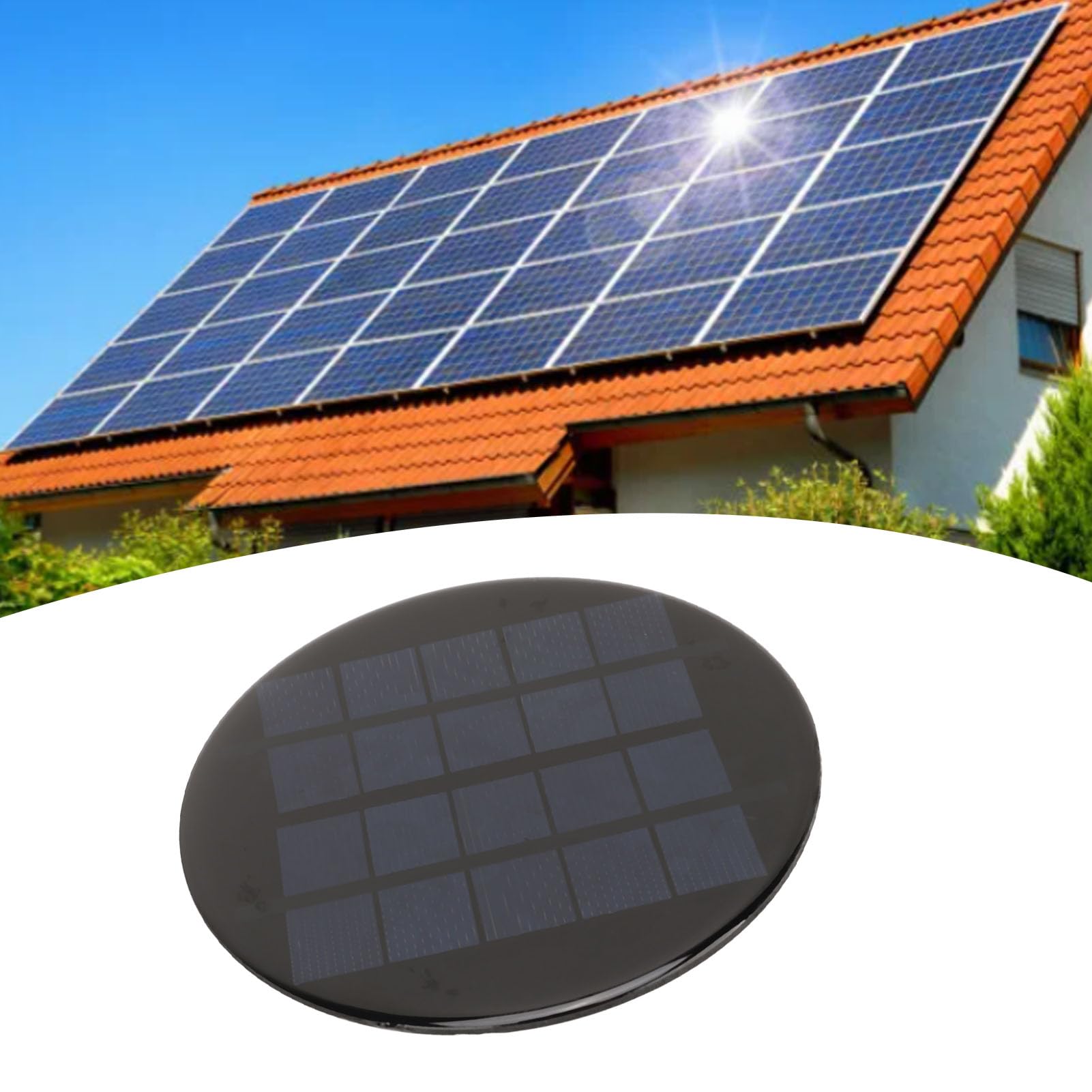 Mini Solarmodul, 1,1W 5V 120mm Rund Kleines Polykristallines Silizium Solarzellen Modul