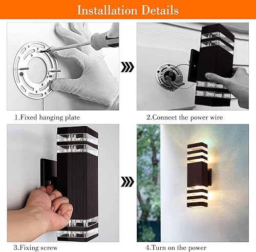 Miniatura 6 de Luces de pared para exteriores, luces exteriores para casa, color marrón, modernas, para garaje, montaje en pared, para porche, puerta delantera,