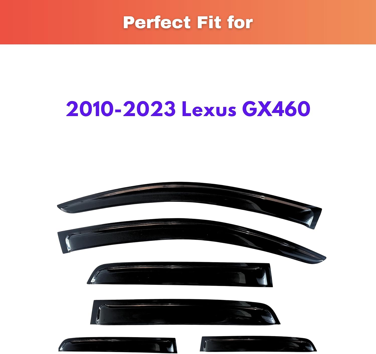 KPY Rain Guards Fit for 2010-2023 Lexus GX460, Out-Channel Window Visors Vent Wind Deflectors 6PC, Car Accessories for 10-23 Lexus GX Series 2010-2023 GX Series