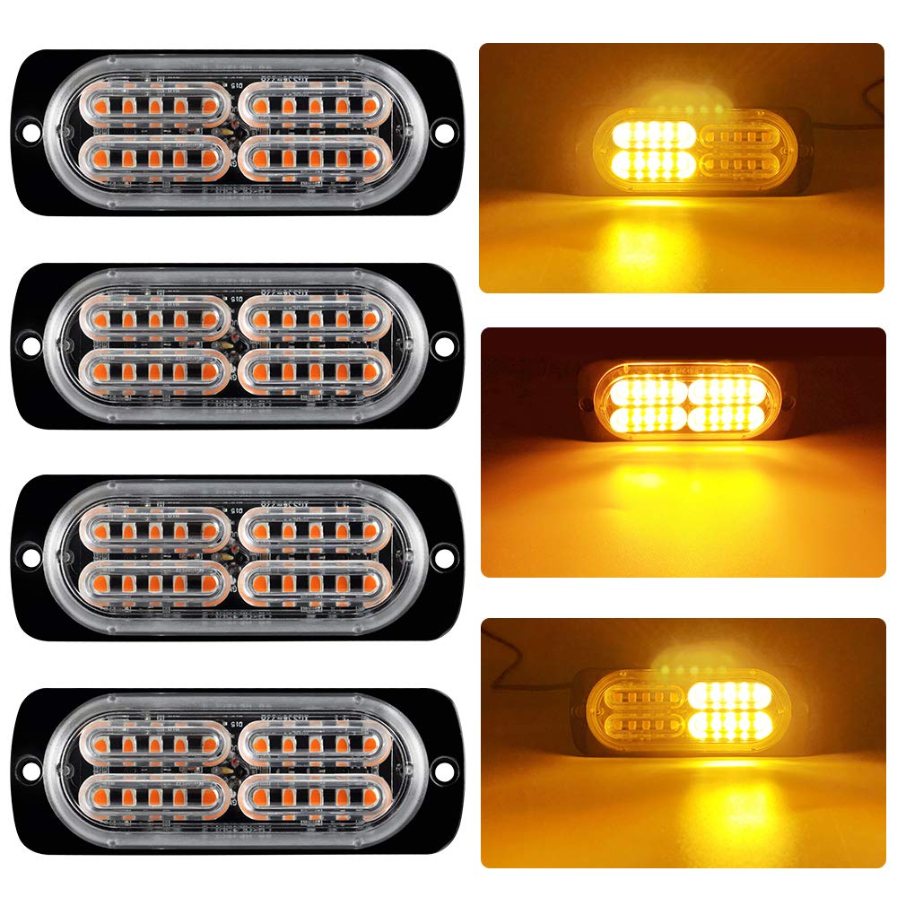 4X 20LED Ambra Luci Led auto 12-24V Luci Stroboscopiche Emergenza per Auto Camion per veicoli da costruzione Furgone
