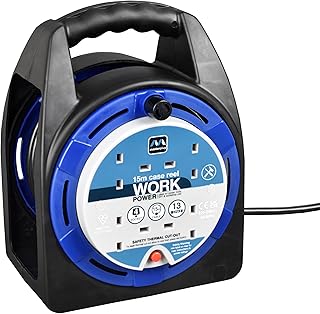 Masterplug HST1513/4BL Four Socket Open Cable Reel Extension Lead with Handle
