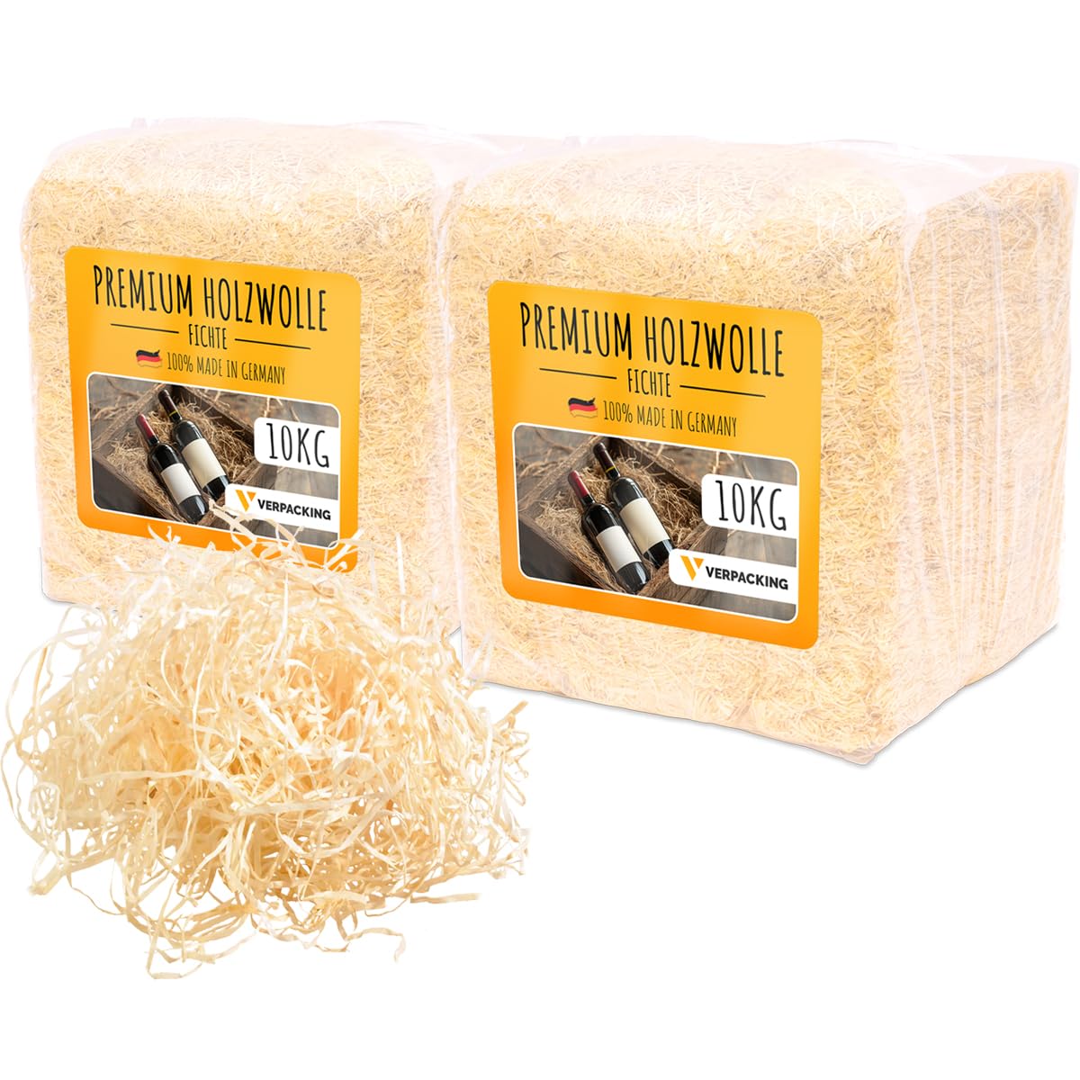 verpacking Holzwolle Füllmaterial Fichte (Menge wählbar) für Geschenke und Pakete Deko - Premium Qualität 20 kg