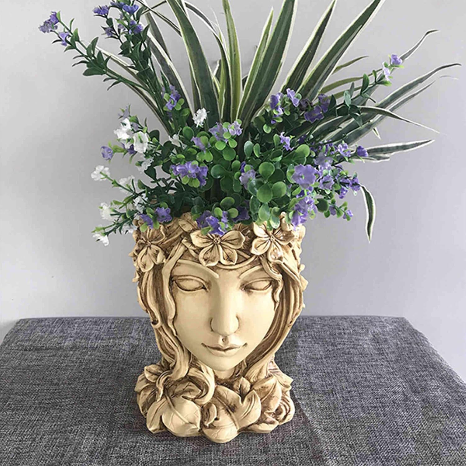 Happy Goddess Face Planters Pots Head Flower Pot, Succulent Pot Cute Resin Planter