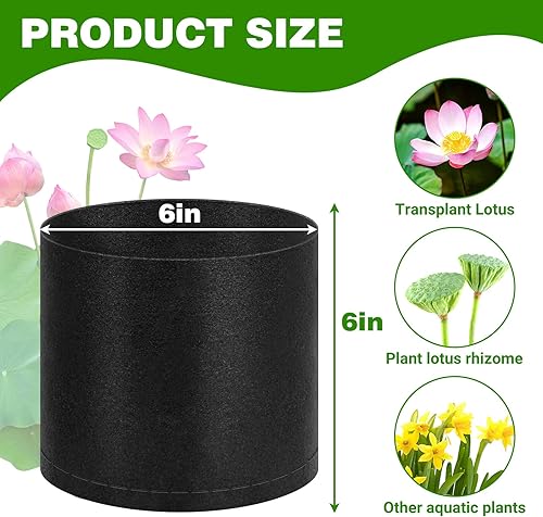 Vista 11 de Paquete de 8 macetas de lirio para estanque, macetas duraderas para estanque de lirios de agua, bolsas de plantación para plantas de estanque