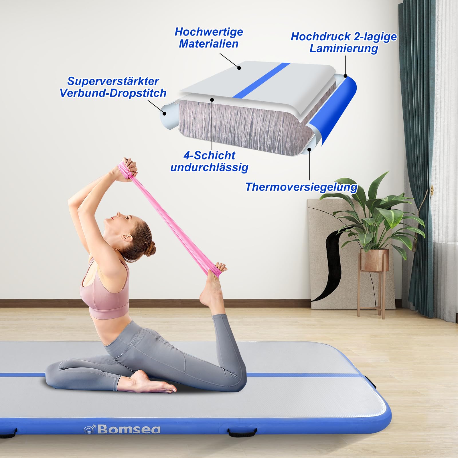 Airtrack - Esterilla deportiva antideslizante y esterilla de fitness para niños y adultos, esterilla de entrenamiento para gimnasia, colchonetas para pista de aire, esterilla de gimnasia/esterilla de