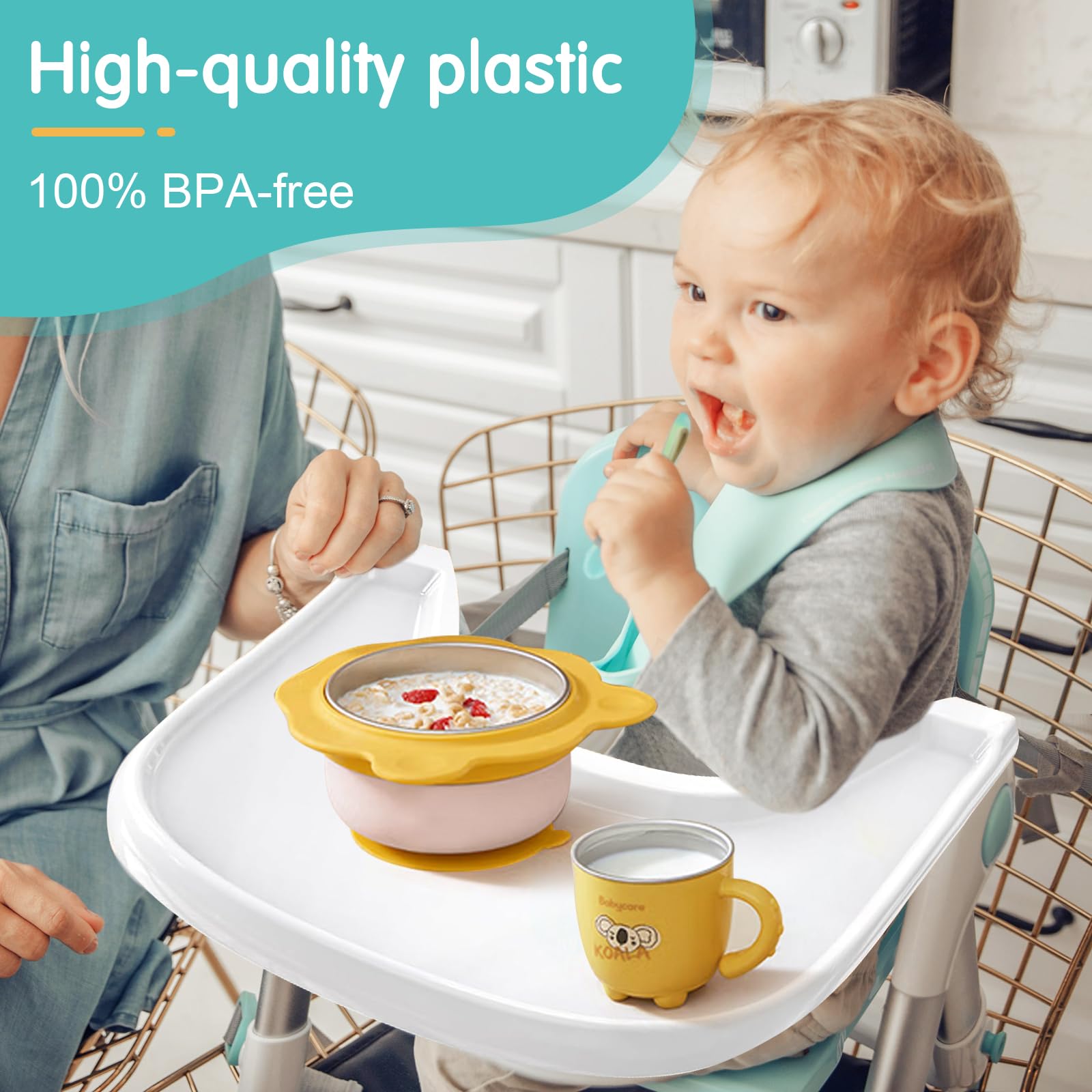 Vassoio compatibile con Stokke Tripp Trapp, tray accessori per seggiolone, per il bambino 6-36 mesi, facile da assemblare, al 100% senza BPA, bianco