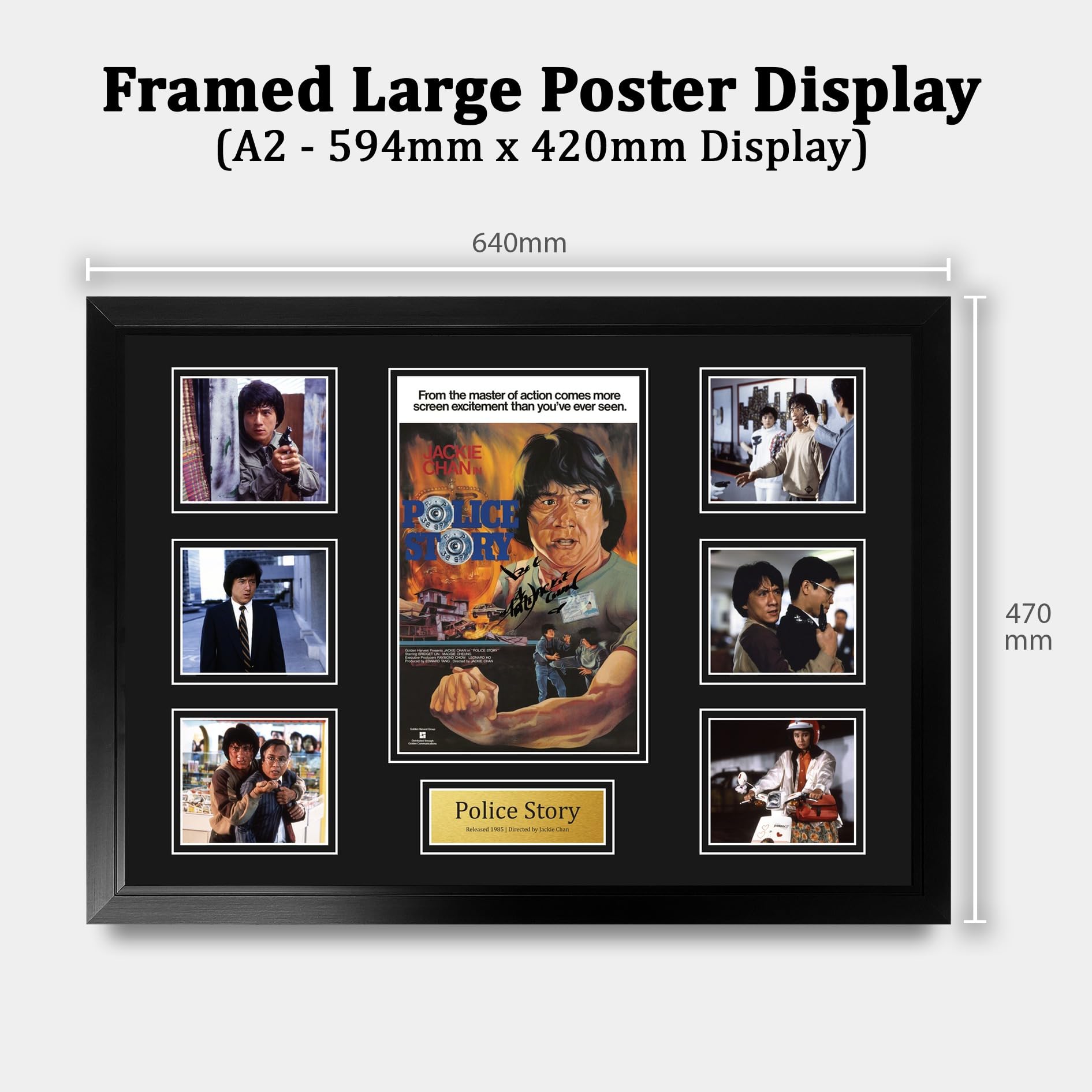 HWC Trading Police Story Podpisany Plakat Filmowy A2 Deluxe w Ramie