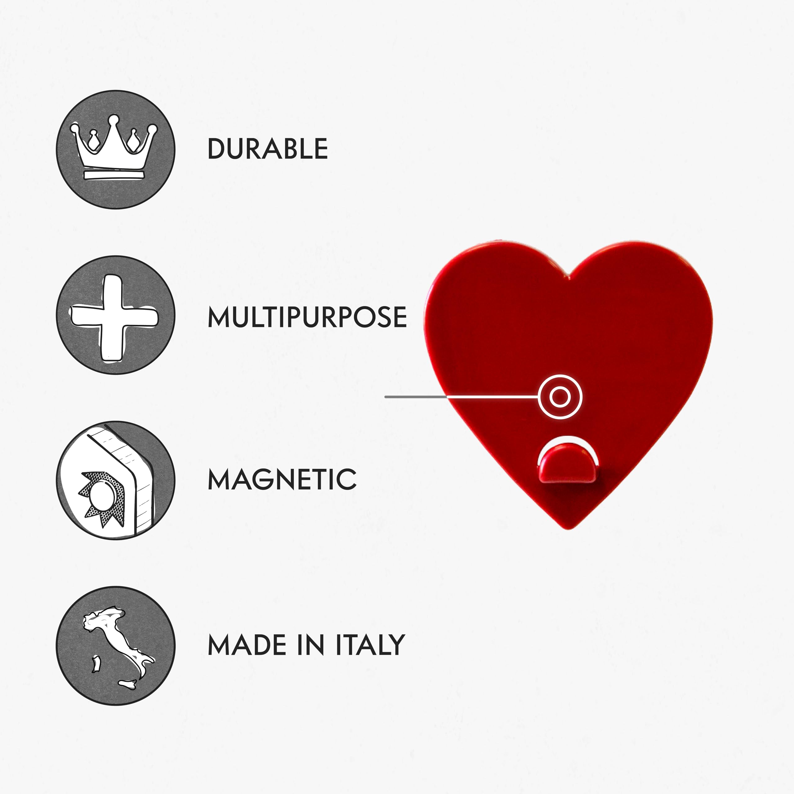 KalaMitica - Set of 2 Magnetic Wall Hangers with Powerful Magnet - Red Hearts - Image 2