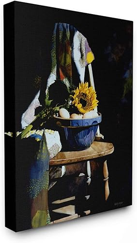 Miniatura 7 de Stupell Industries Heide Presse - Placa de pared con diseño de girasol para silla de campo, pintura de naturaleza muerta oscura, 10 x 15 pulgadas