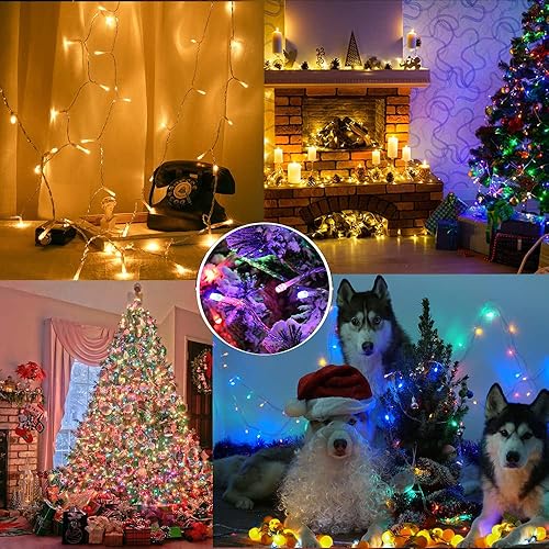 Miniatura 6 de BrizLabs - Luces de Navidad, tono blanco cálido y multicolor, 180 pies, 500 LED que cambian de color, 11 modos de iluminación, control remoto,