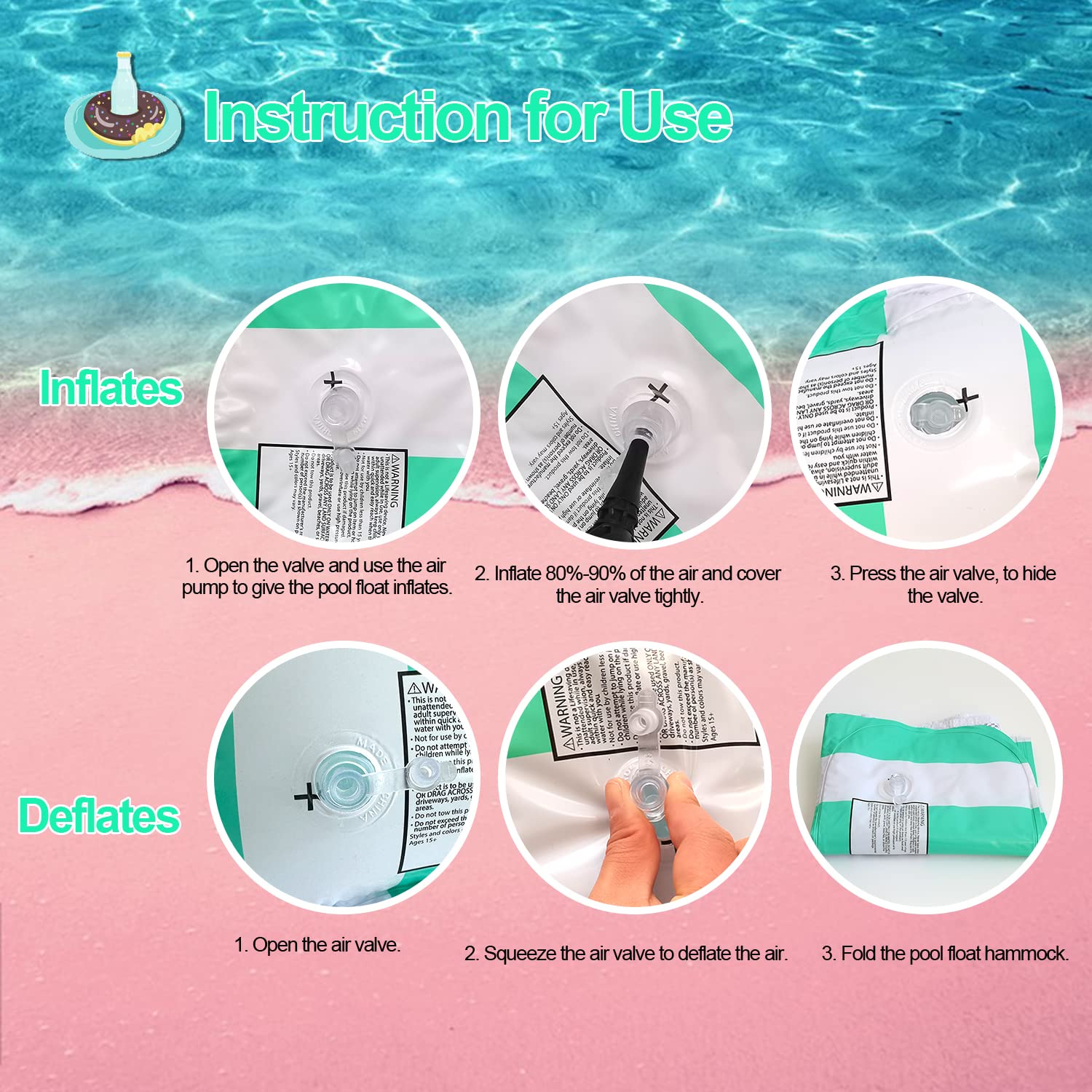 Weeupolfun 3er Pack Aufblasbare Wasserhängematten - 4-in-1 Pool Hängematte Für Erwachsene