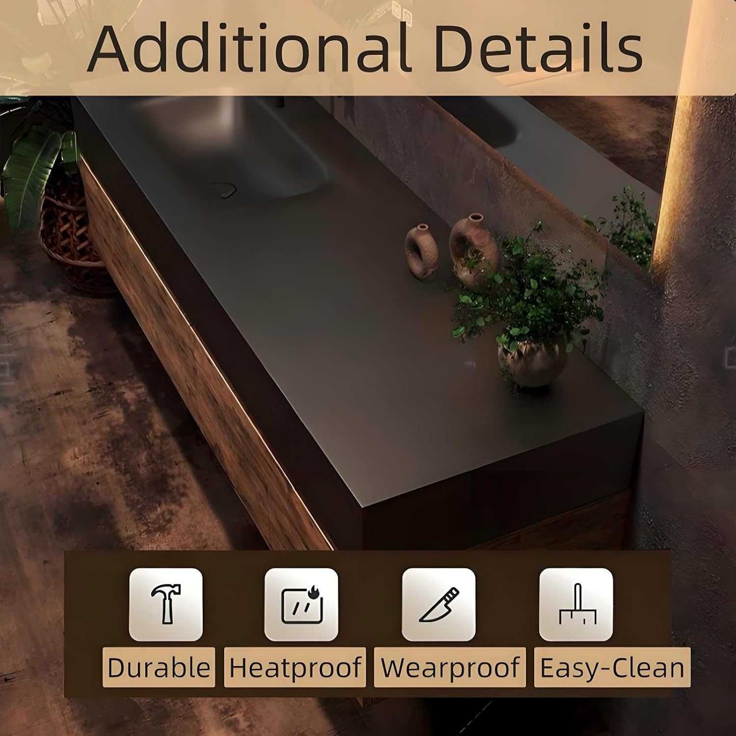 Bathroom Vanity of Sink, Rectangle Mirror Cabinet with LED Light & Defogging Function | Soild Wood Bathroom has 2 Doors, Integral Ceramic Wash Basin (48'')