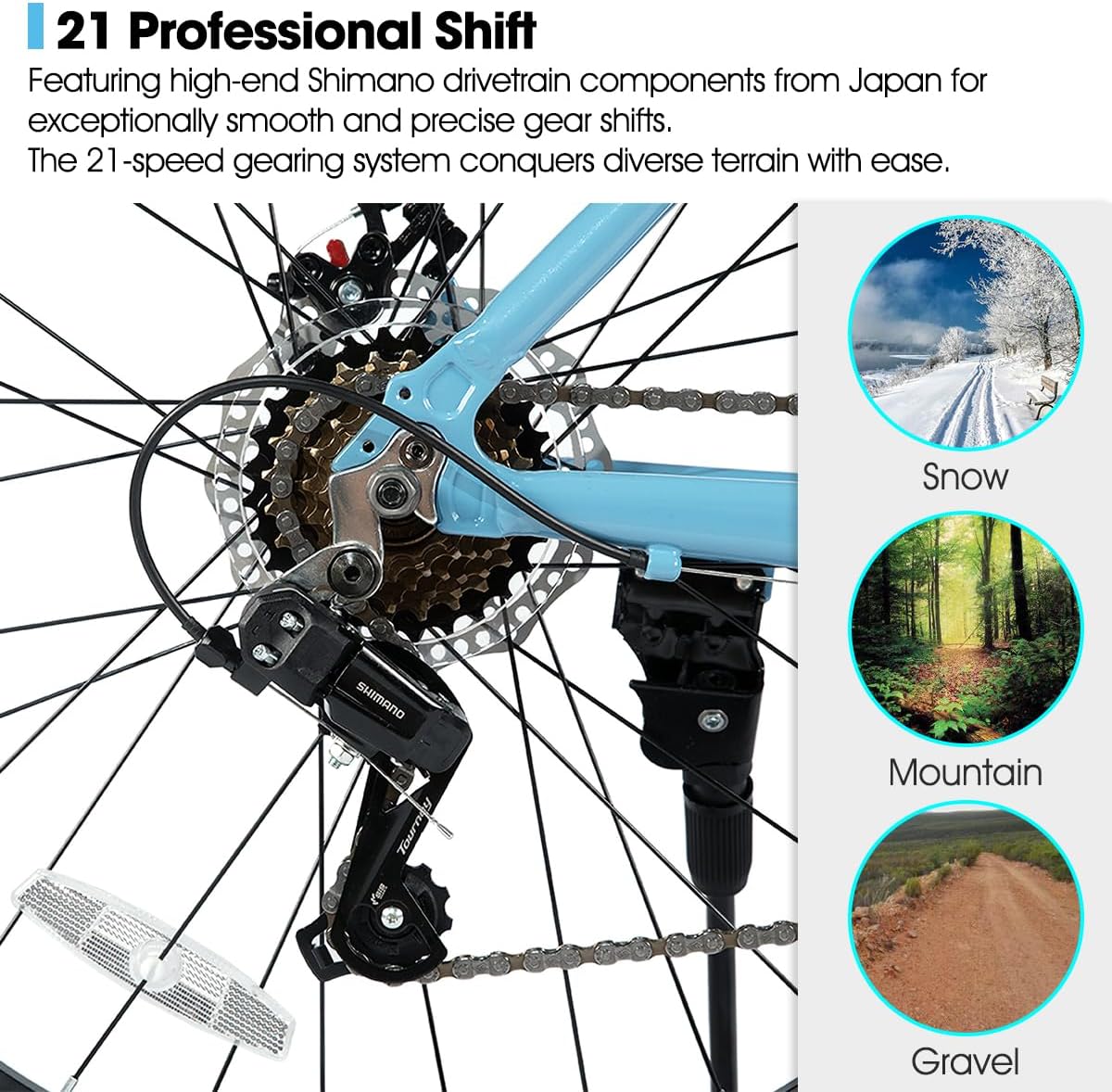 HILAND 26 Inch 27.5 Inch Mens Womens Mountain Bike, 21 Speed Mountain Bicycle with Dual Disc Brake, Front Suspension Fork, High Carbon Steel Frame Urban Commuter Bike for Adults