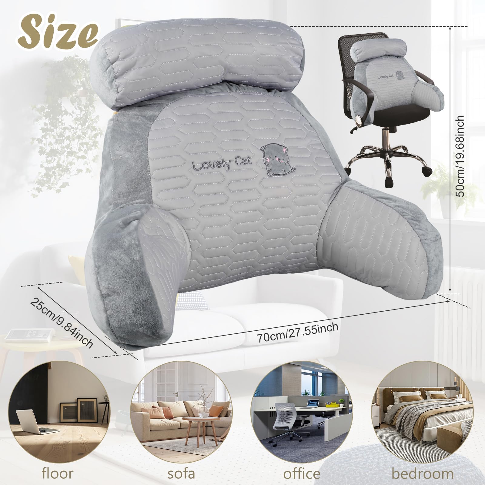 Coussin De Lecture Jokapy Pour Lit - Avec Accoudoirs Et Dossier Lombaire - Housse Détachable - Modèle Husky (M)