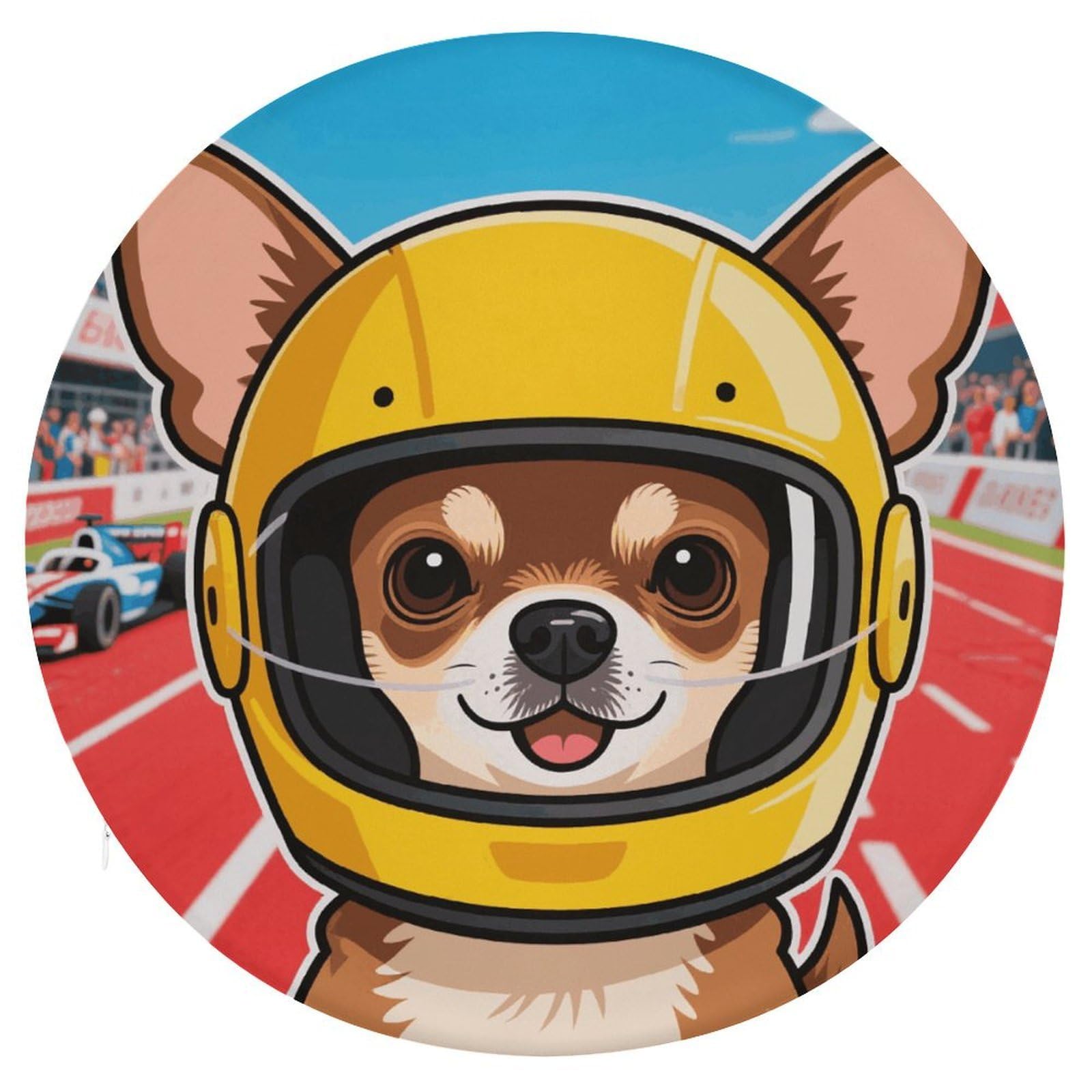VstaDank Chihuahua on Track Cushions Memory Non Slip Car Seat Cushions Dining Chairs Cushion Indoo Dining Room Round Chair Pads with Zipper and Removable Cover Cushion