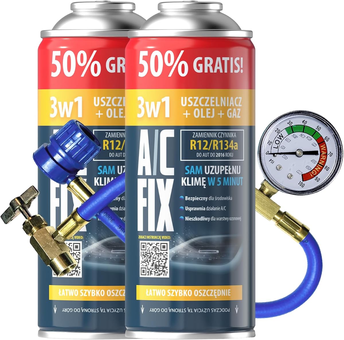 Replacement of 3in1 refrigerant gas R134a 2x235 g for Air conditioning air conditioning pressure gauge, Air conditioner - Car air conditioning refill - R134a gas - ECO