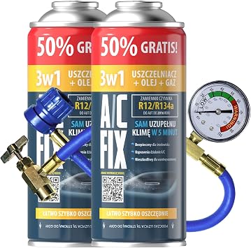Replacement of 3in1 refrigerant gas R134a 2x235 g for Air conditioning air conditioning pressure gauge, Air conditioner - Car air conditioning refill - R134a gas - ECO