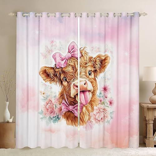 Miniatura 10 de Castle Fairy Daisy Florals Window Drapes 42" Wx63 L Hippie Flowers 50% Blackout Curtains for Kids Adults Women Bedroom Decor,70s Retro Floral Window
