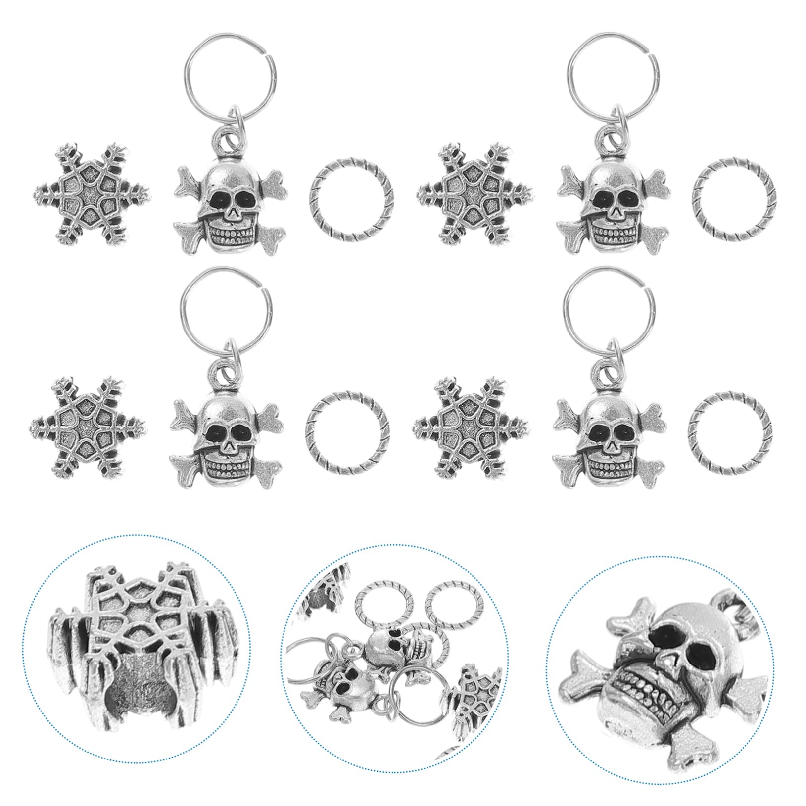 POPETPOP 280piezas Anillos y Cuffs Para Dreadlocks Joyería Para Cabello Estilo Único Accesorios Para Halloween y Para Rastas y Trenzas