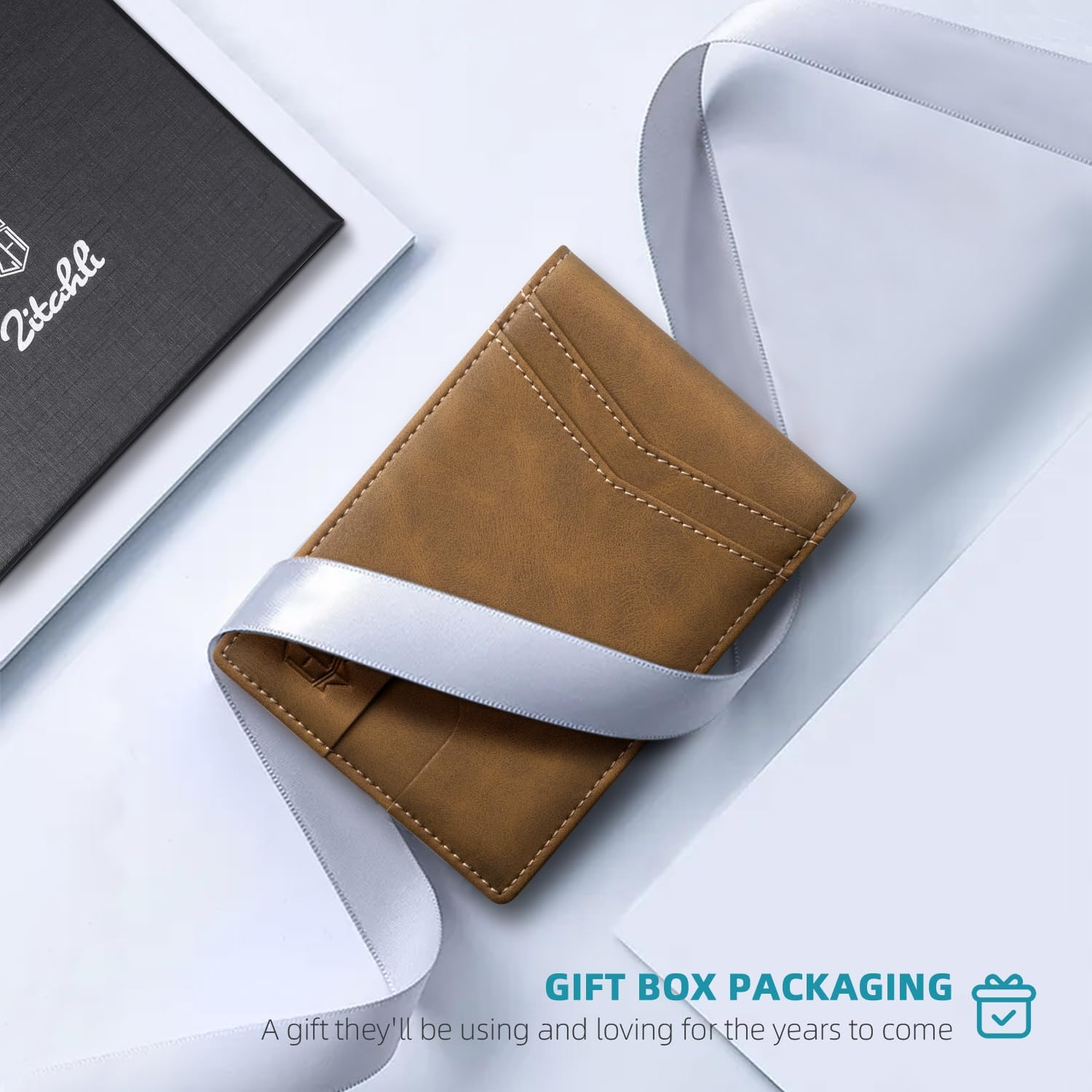 Zitahli Money Clip Wallets for Men,Slim Bifold Wallet 10-12 Cards, Mens Leather Wallet with ID Window,RFID Blocking Thin Minimalist Credit Card Holder,Gifts for Him - Image 4