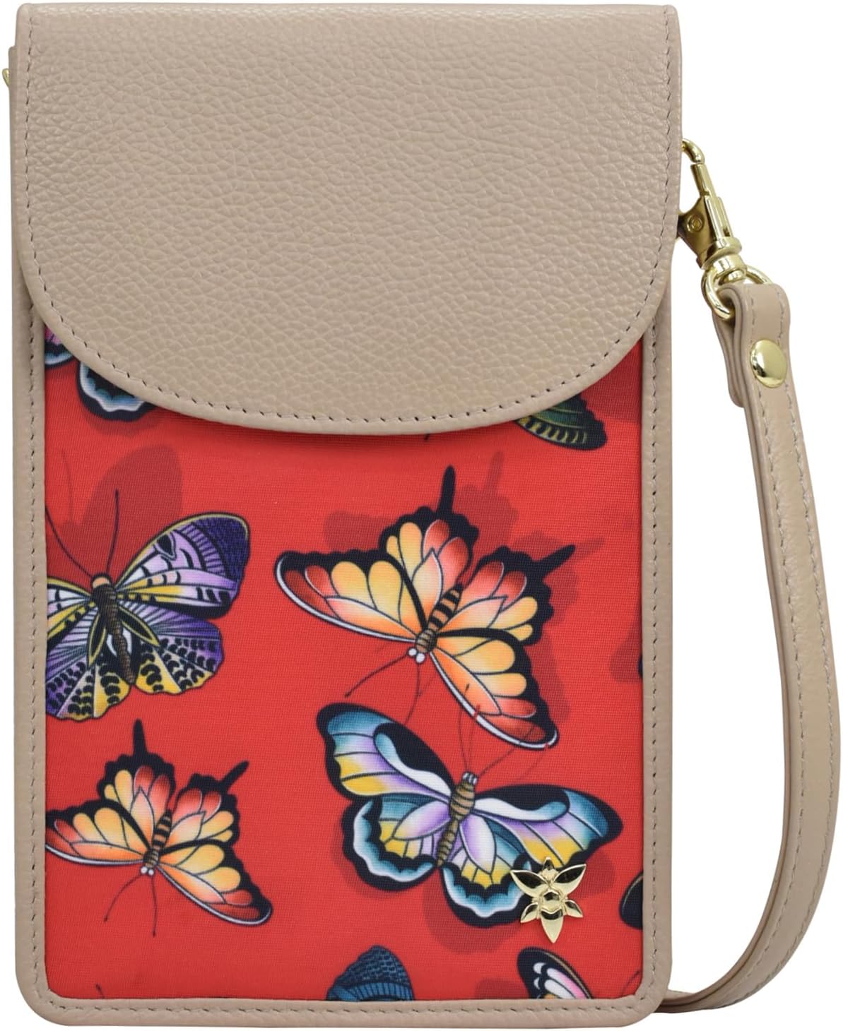 Anuschka Cell Phone Crossbody RFID Blocking Wallet - Wanderlust Collection - Nylon Fabric with Genuine Leather Trim