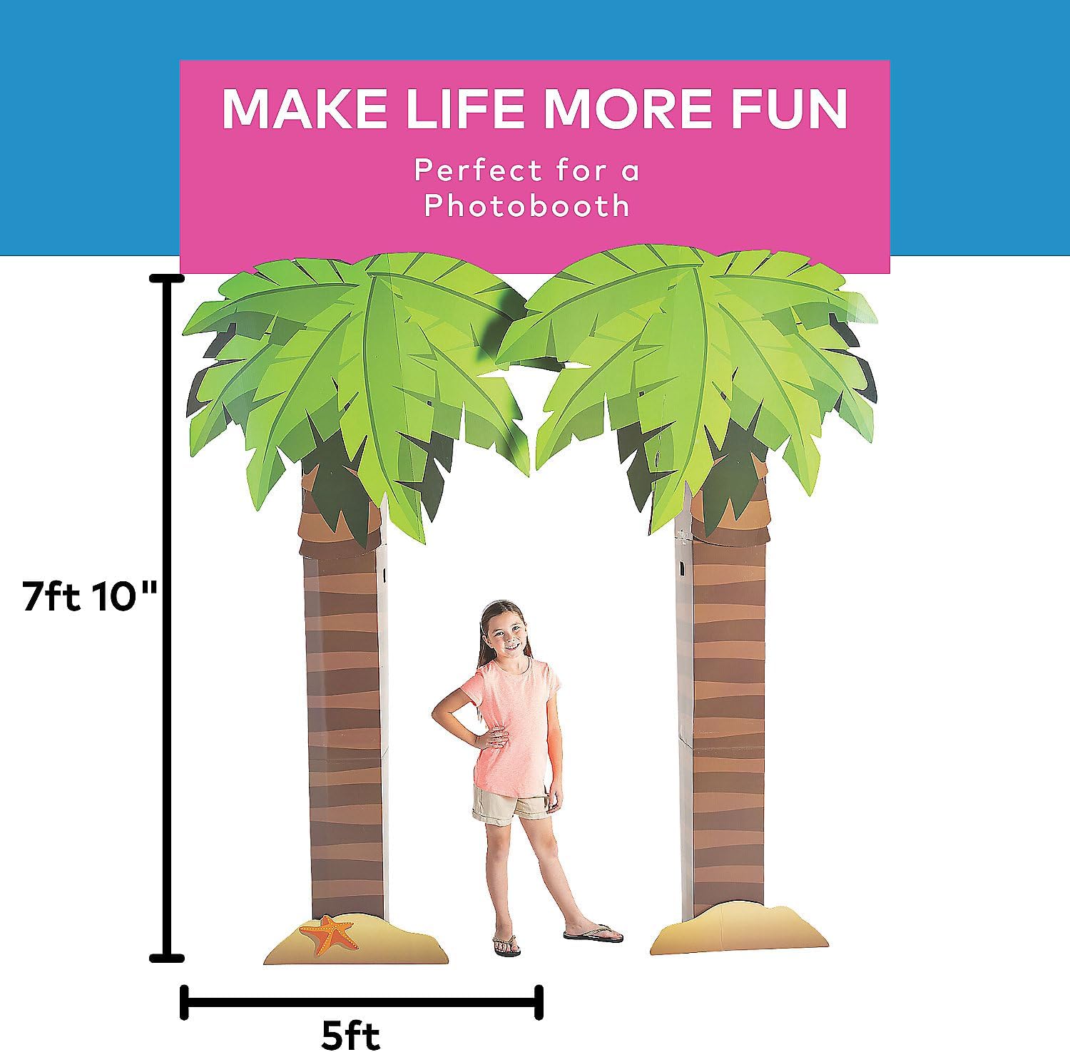 Fun Express Luau Palm Tree Cardboard Archway – Vibrant Tropical Party Decor for Hawaiian Themed Events Luau Parties and Summer Celebrations – Perfect for Photo Opportunities Easy to Assemble – 1 Piece