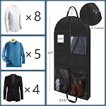 3pack 43" Garment Bags for Travel Hanging Clothes Suit Bag with 4" Gussetes for Cover Clothes Protection Suit Garment Bag with 2 Mesh Pockets and 2 Carry Handles (Black)