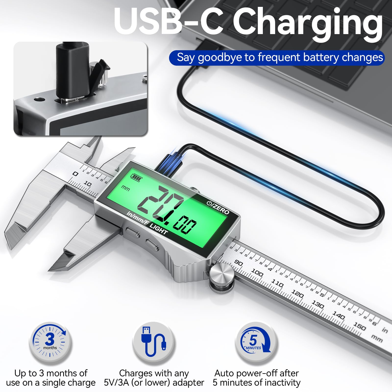 Rechargeable Digital Caliper - Precision Measurement Tool -2