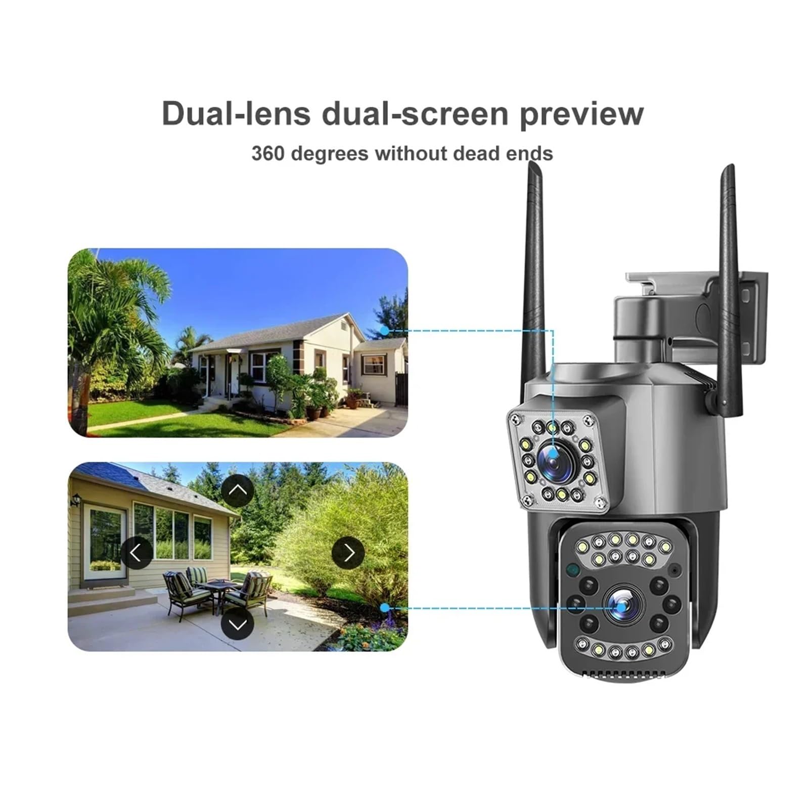Kamery bezpieczeństwa, Kamera 4G Panorama Wi-Fi 8MP Kamery IP Do Monitoringu Kolor HD Noc PTZ Niania Elektroniczna 8-krotny Zoom Podwójny Obiektyw Zewnętrzna Bezprzewodowa(4G Camera ADD 128G)