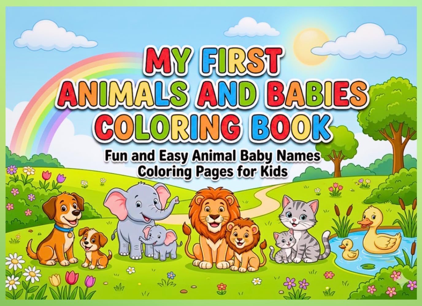 My First Animals and Babies Coloring Book: Fun and Easy Animal Baby Names Coloring Pages for Kids