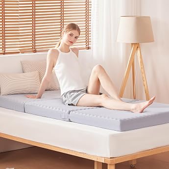 Lazyzizi Tri-Fold Mattress, Double 2.4 inches 6 cm Thick, Highly
