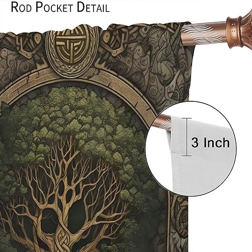 Miniatura 4 de Cortinas vikingas para dormitorio, sala de estar, diseño de mitología nórdica, tratamiento de ventana opacas de 21 pulgadas de ancho x 45 pulgadas