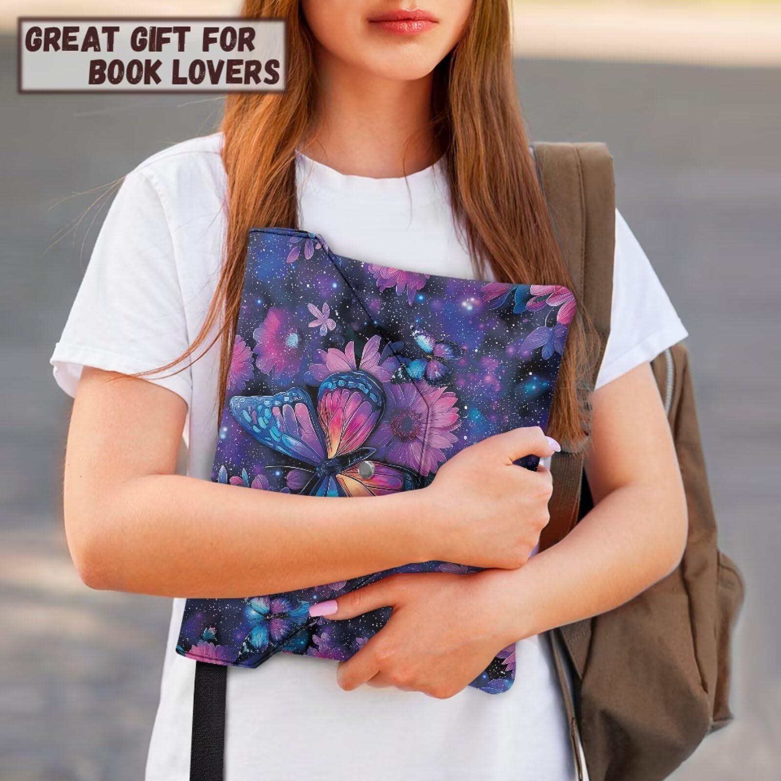 Custodia per libri stellata con farfalla viola 30 x 24 cm copertura protettiva