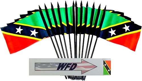 Miniatura 57 de Banderas de escritorio de Nicaragua, paquete de 12 banderas pequeñas de poliéster de 4 x 6 pulgadas en miniatura para mesa de oficina, pequeñas