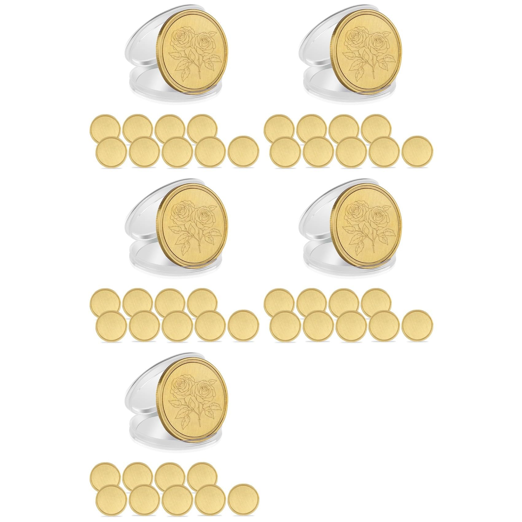 Jnchdghwa As Shown 50Pcs Engraving Blanks Brass Coin Blanks Metal Engraving Blank Coins 40Mm With Acrylic Protection Box