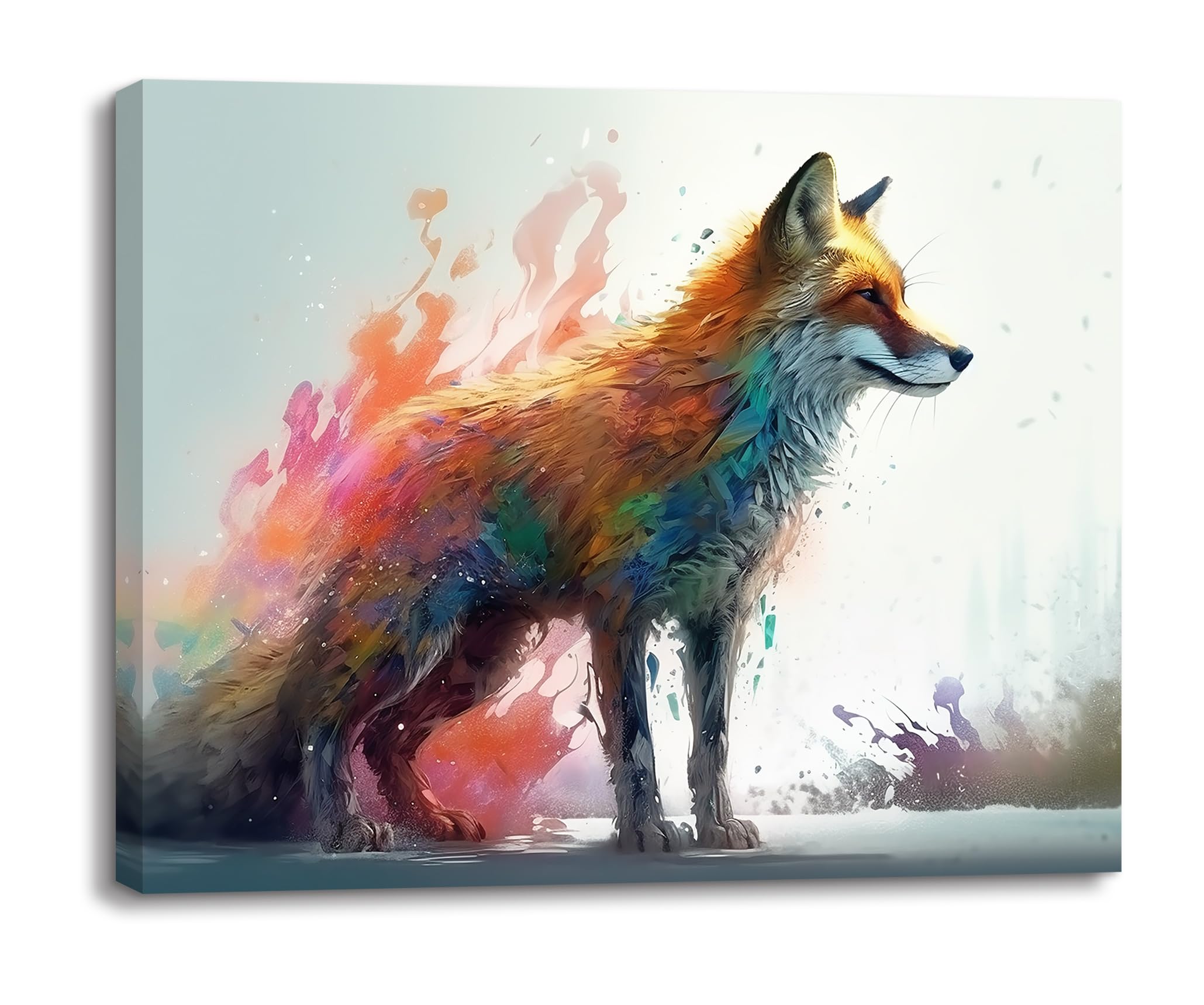 Piy Painting Wall Art Fox Picture Print on Canvas Animal Art Prins for Home Decorations with Inner Frame 16x12inch