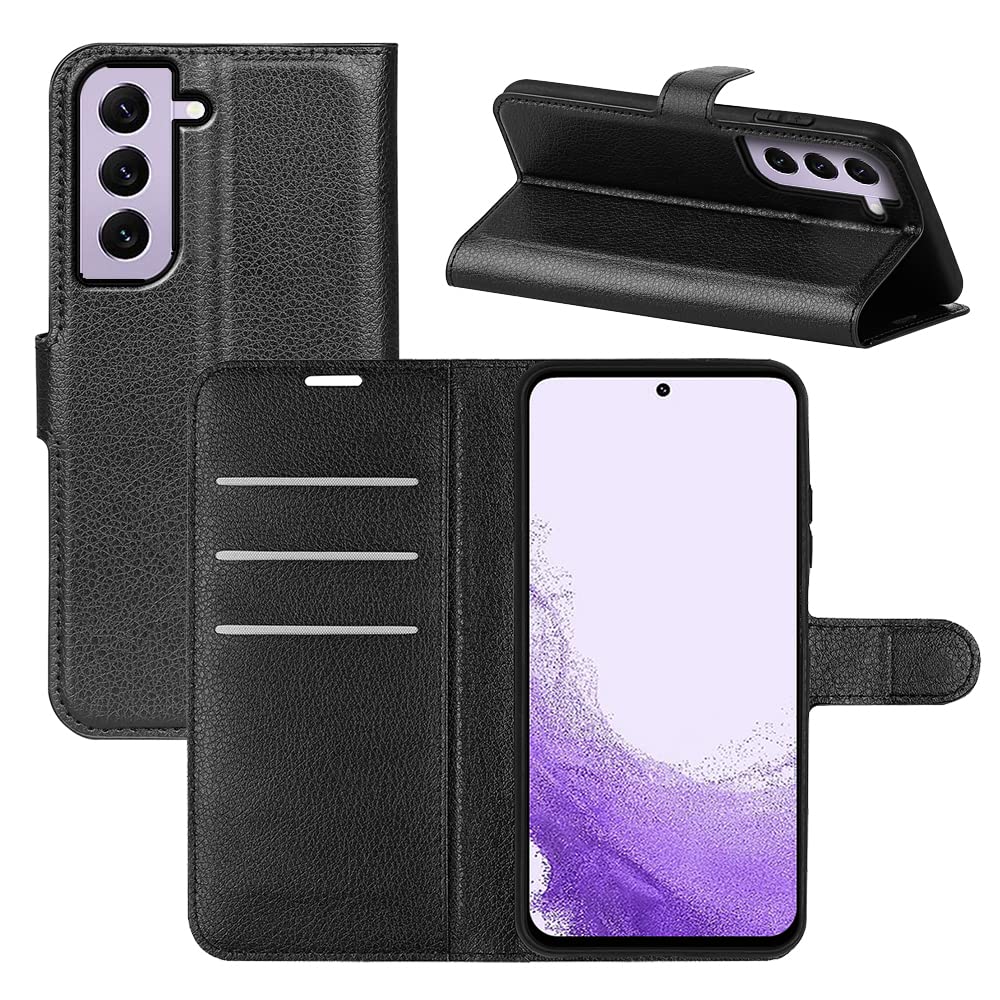 TURTLE® PU Leather Wallet Phone Case for Samsung Galaxy S23 Book Flip Folio Kickstand Card Holder Magnetic Cover Shockproof Shell - Black