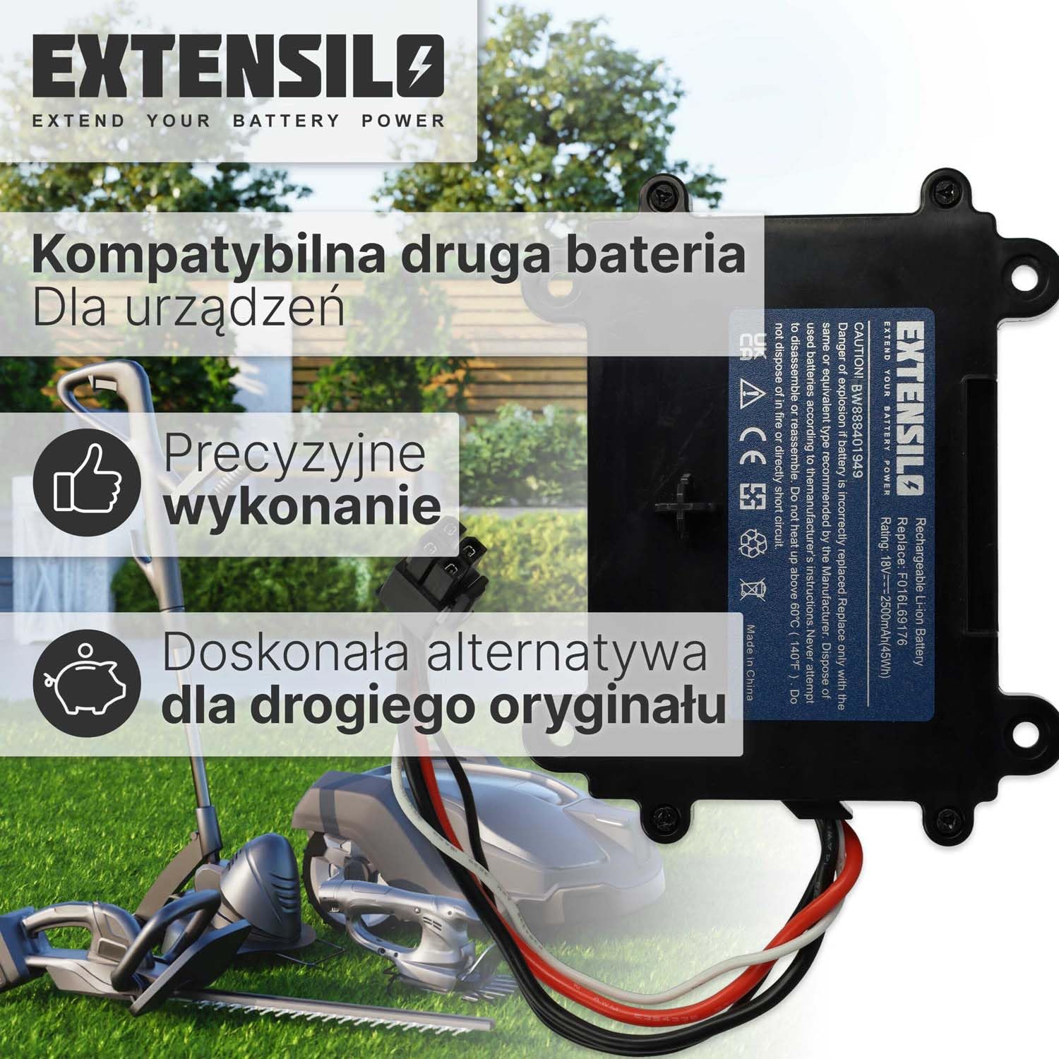 Akumulator kompatybilny z kosiarką Bosch Indego 350, M 700, 400 (2500 mAh 18 V litowo-jonowy)