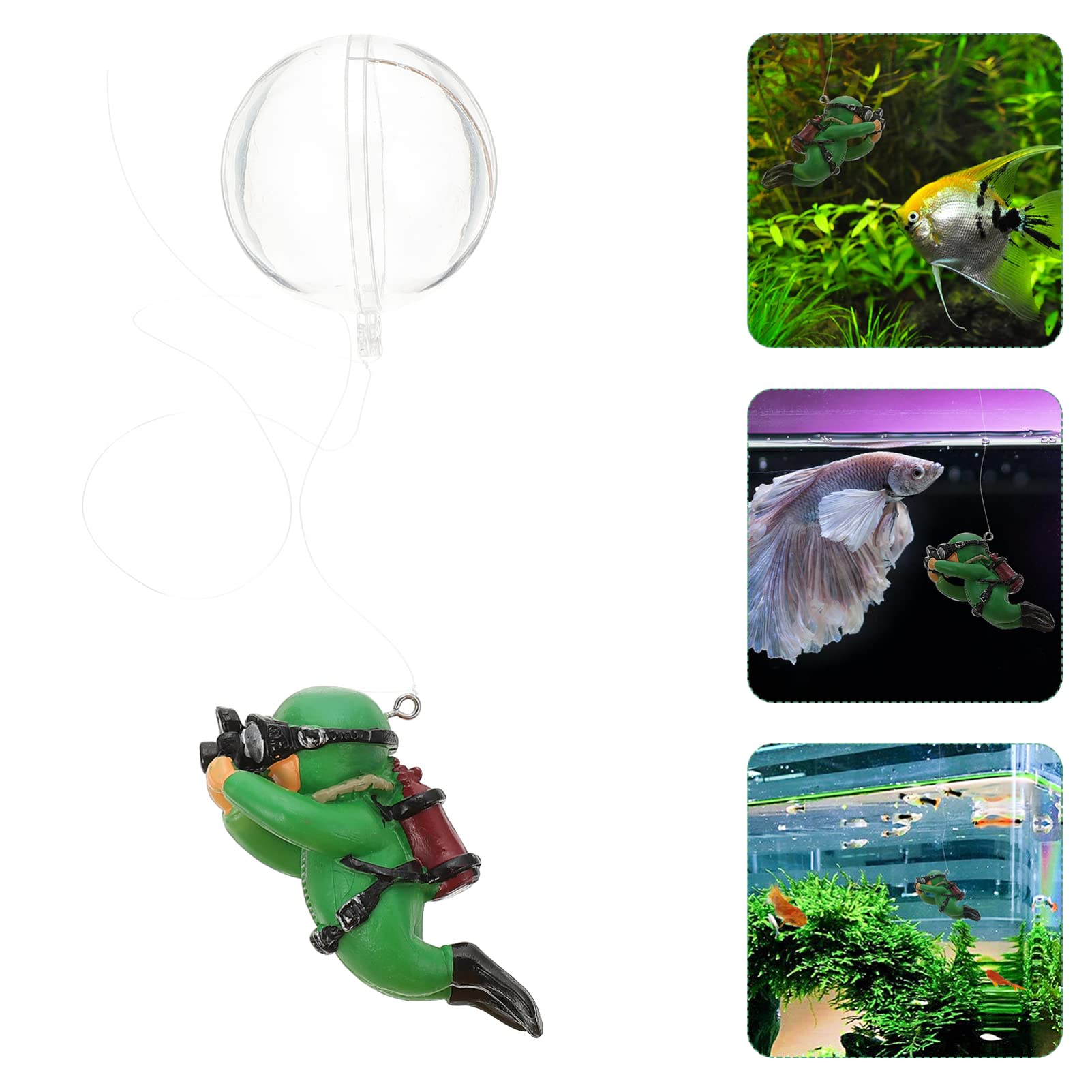 5 Pièces Plongeur D'aquarium Accessoires D'aquarium Décoration Flottante D'aquarium Décoration Flottante pour Aquarium Figurines Mini Nageurs Gros Homme Vert Fantoche PVC Char