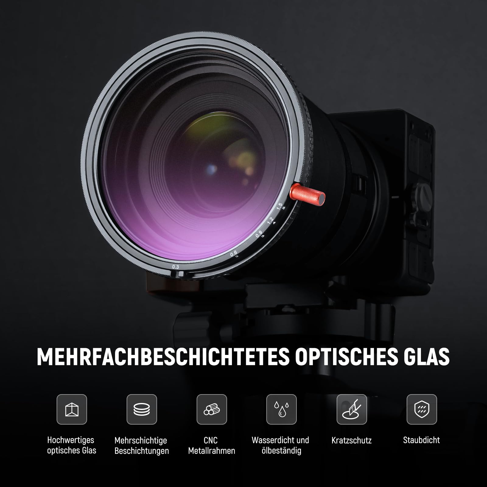 NEEWER 58mm 3 in 1 Variabel ND + CPL + Schwarz Diffusion 1/4 Filter für Nebelkinoeffekt, Kameraleinwand Neutral Dichte Kreispolarisierender Mehrschicht HD Filter mit Aufbewahrungsbehalter