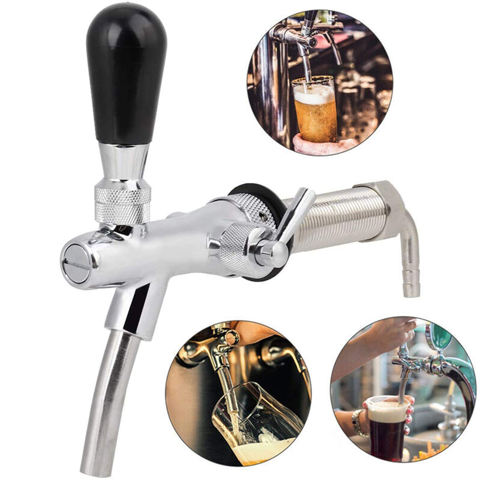 Tocca di birra Nuovo rubinetto di controllo della velocità di rubinetto della birra regolabile con lo strumento di birra della barra della barra della barra della barra di 4 pollici ( Color : Silver )