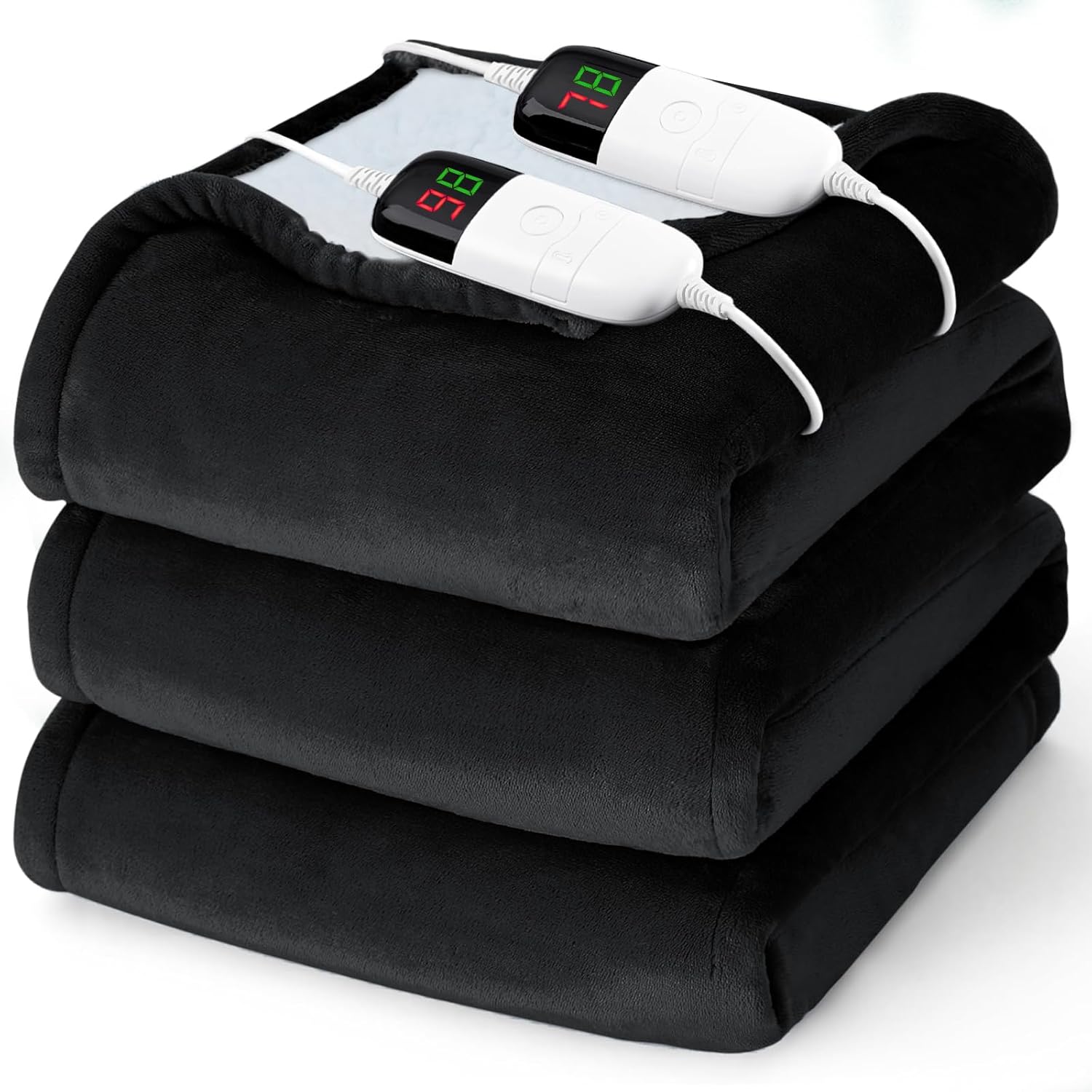 Heated Electric Blanket King Size - 90" x 100" Heating Blanket with Dual Control, 10 Heating Levels & 8 Hours Auto Off, Soft Warm Flannel Blanket, Christmas Birthday Gifts for Senior Grandma