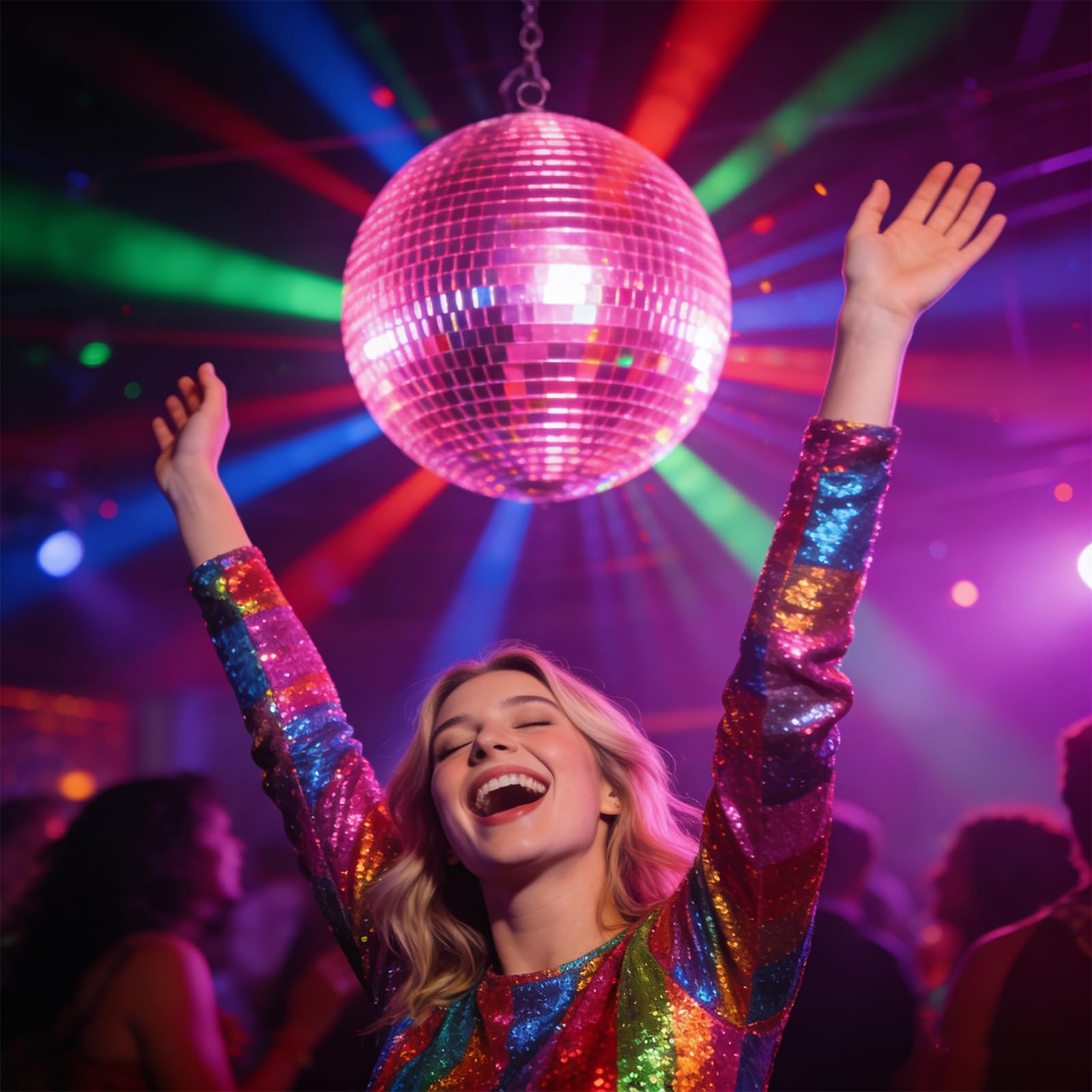 Lustrzana kula do dyskotekowego klubu DJ impreza ślub wystrój domu, 30 cm kula dyskotekowa z wiszącym pierścieniem, różowa