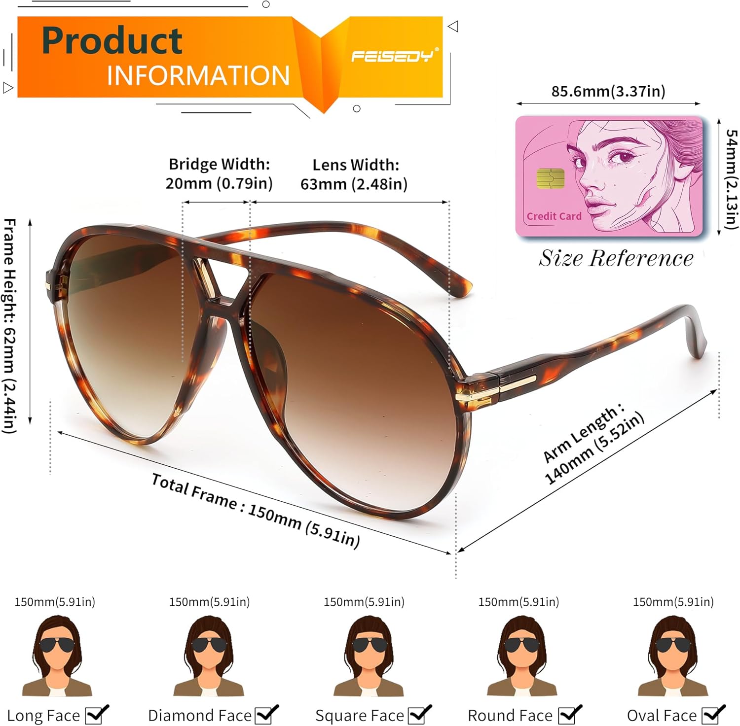FEISEDY Retro Oversized Sunglasses for Women Men Classic 70s Trendy Sun Glasses Vintage Shades B0289 - Image 4