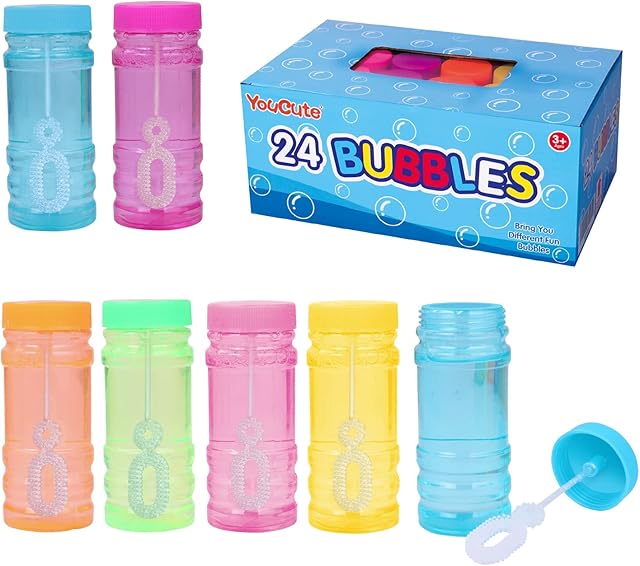 YouCute Bubbles 24 Packs Bubbles With Bubble Wand Bottles Birthday Bubble Solution Blowers For Children Party Supply Summer Outdoor Toys