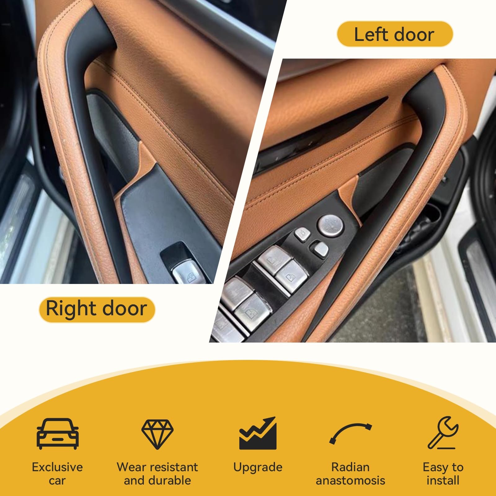 TENGBASE Bling Your Ride - Copri maniglie per porte compatibili con BMW Serie 5 G30 G31 modelli 2017-2022, aggiorna i tuoi interni con 2 coperture per maniglie interne (nero opaco)
