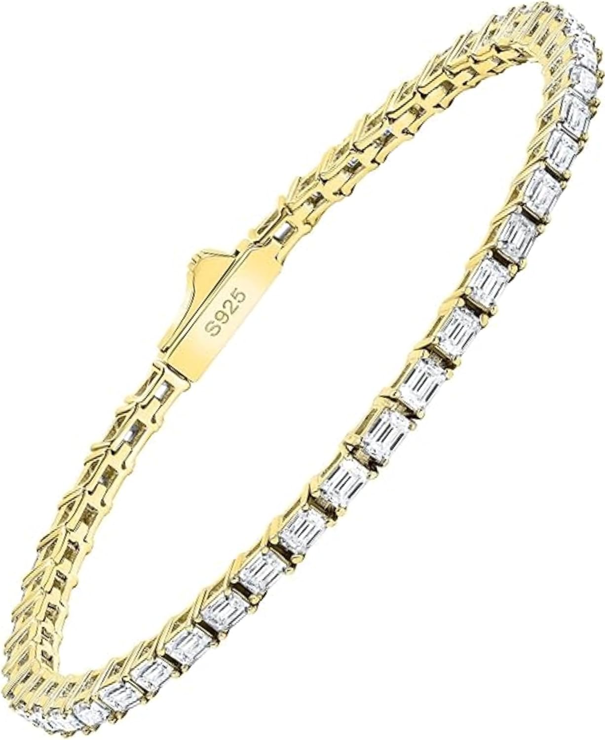 EcoGems Moissanite Tennis Bracelet for Women and Men – 18K White or Yellow Gold Plated Sterling Silver – Lab Grown D Color VVS Clarity Stones – Elegant Gift Box Included